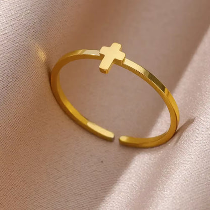 Stainless Steel Rings for Women Aesthetic Heart Gold Color Wedding Ring Vintage Waterproof Wedding Jewelry Prom Accessories Gift