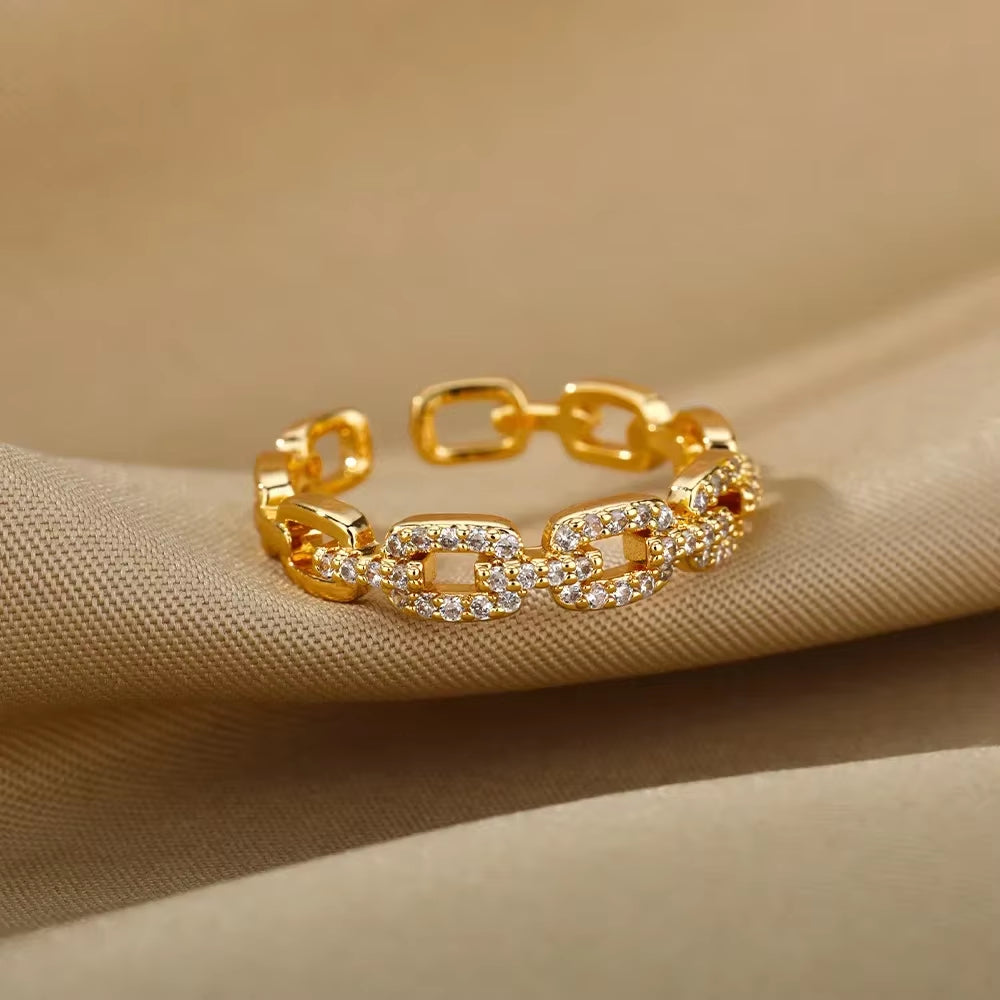 Stainless Steel Rings for Women Aesthetic Heart Gold Color Wedding Ring Vintage Waterproof Wedding Jewelry Prom Accessories Gift