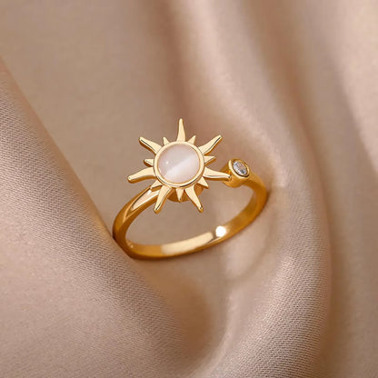 Stainless Steel Rings for Women Aesthetic Heart Gold Color Wedding Ring Vintage Waterproof Wedding Jewelry Prom Accessories Gift